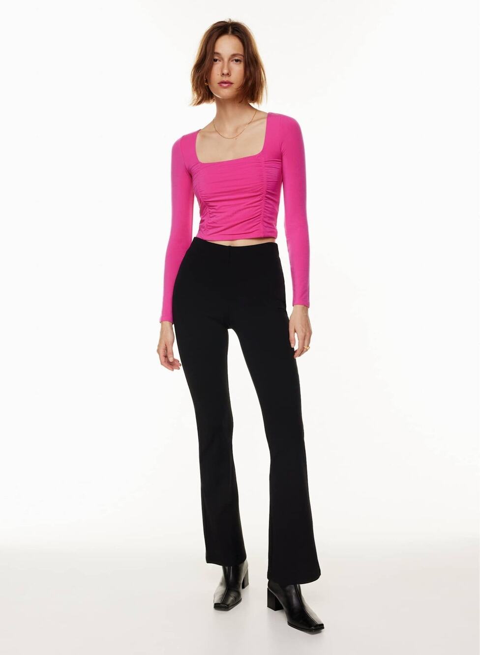 Aritzia Wilfred Cadence Rib Knit Flare Pants Black Size Small